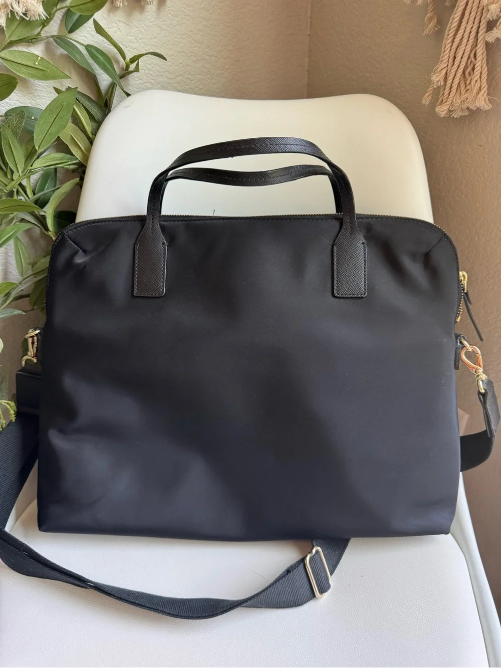 Kate Spade Daveney Black Nylon Laptop Bag Briefcase Crossbody Work Tote
